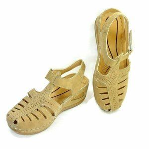 Women Summer Sandals Wedge Platform Shoes Beige
